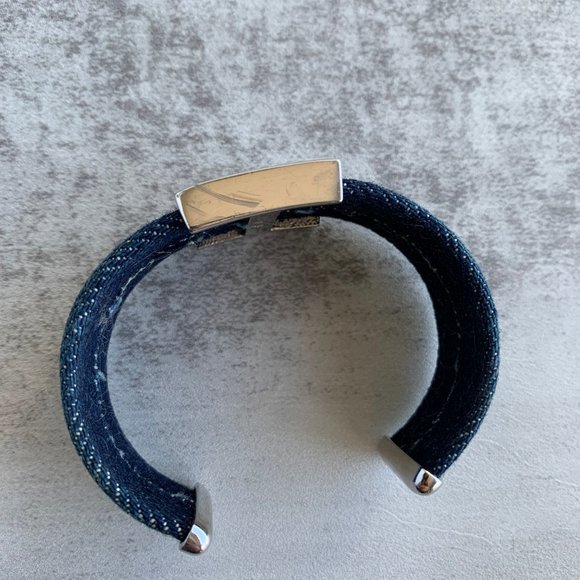 Used SWAROSKI Blue Cristal Jeans Cuff Bracelet Women - Picture 6 of 7